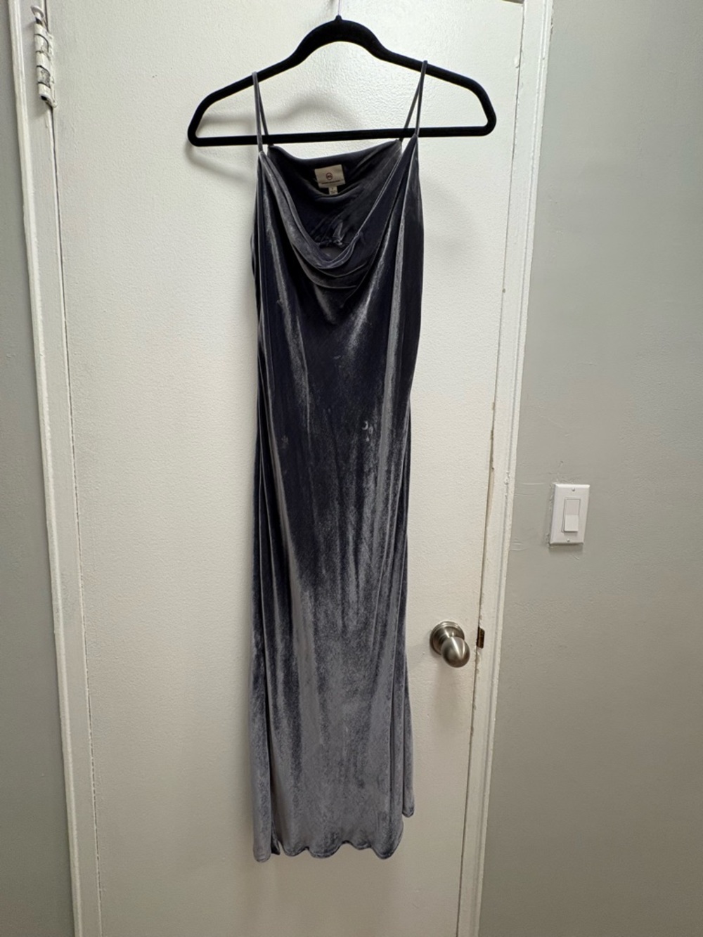 Gray Velvet Cowl Neck Maxi Dress